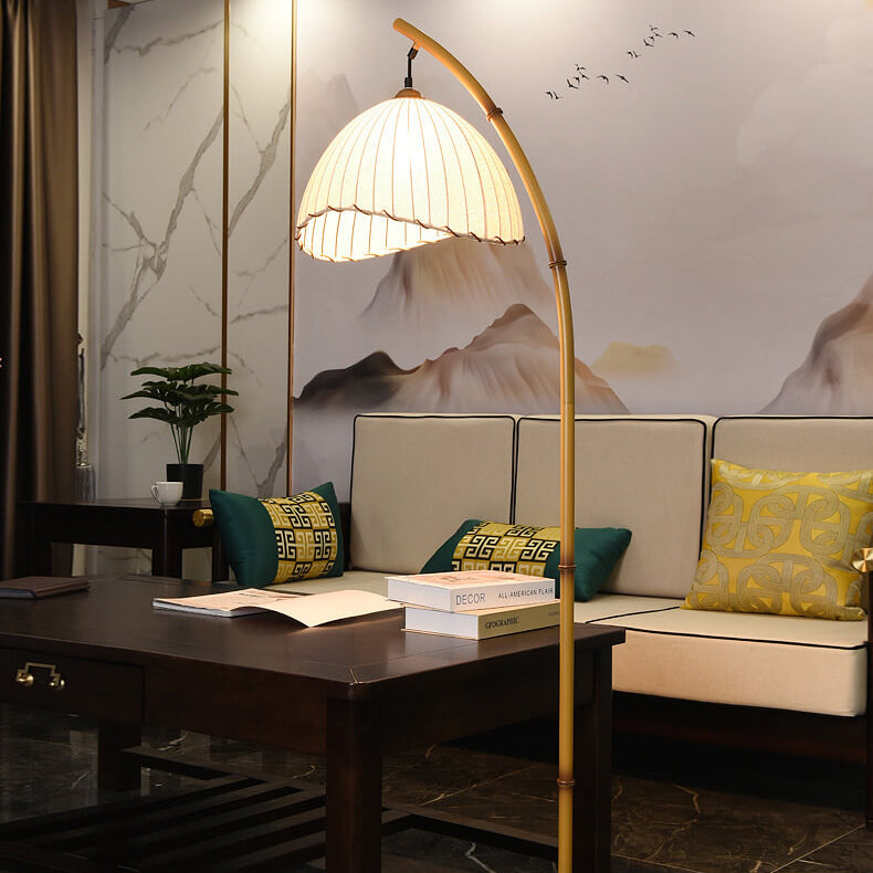 Premium Bamboo Pole Floor Lamp - Retro Zen Design, 1-Light