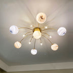 Nordic 13-Light Semi-Flush Mount Ceiling Light - Earth Planet Design for Kids' Bedrooms