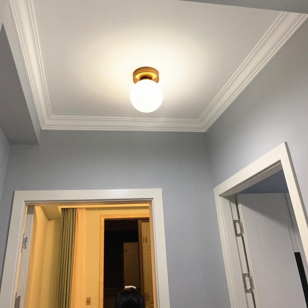 Contemporary Round Glass 1-Light Semi-Flush Mount Ceiling Fixture