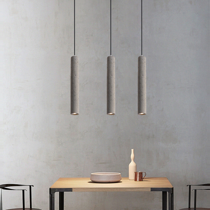 Industrial Cement Cylinder Pendant Light - 1-Light Fixture for Living Room