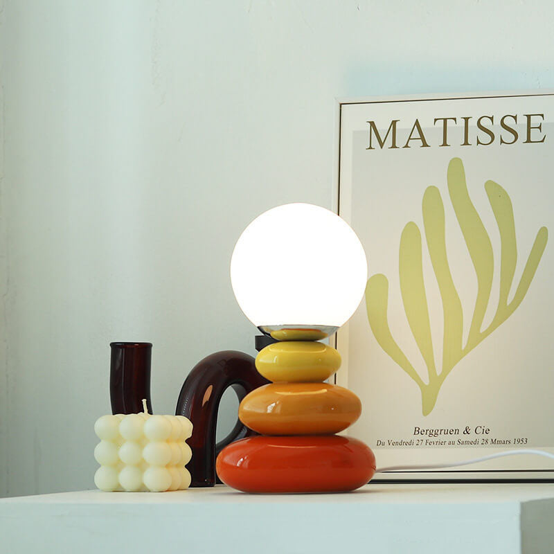 Contemporary Pebble Ceramic USB LED Table Lamp