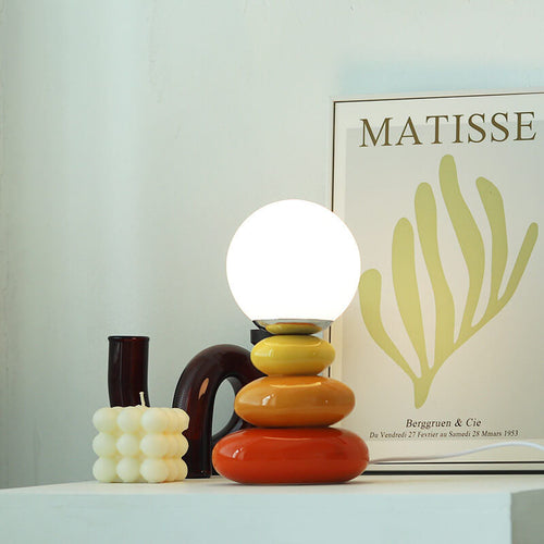 Contemporary Pebble Ceramic USB LED Table Lamp