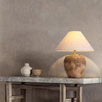 Shabby Chic Cone Fabric Ceramic Table Lamp - 1-Light Design for Bedroom