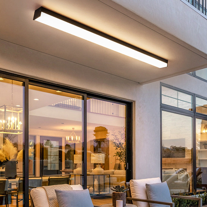 Premium Modern Minimalist LED Flush Mount Ceiling Light - Long Rectangle Aluminum Design for Outdoor Patios