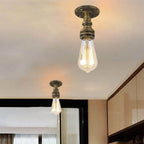 Steampunk Iron and Glass 1-Light Flush Mount Ceiling Light