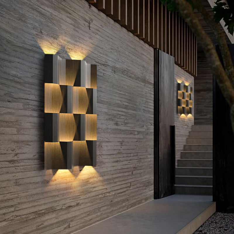 Modern Waterproof Stainless Steel Rectangular LED Wall