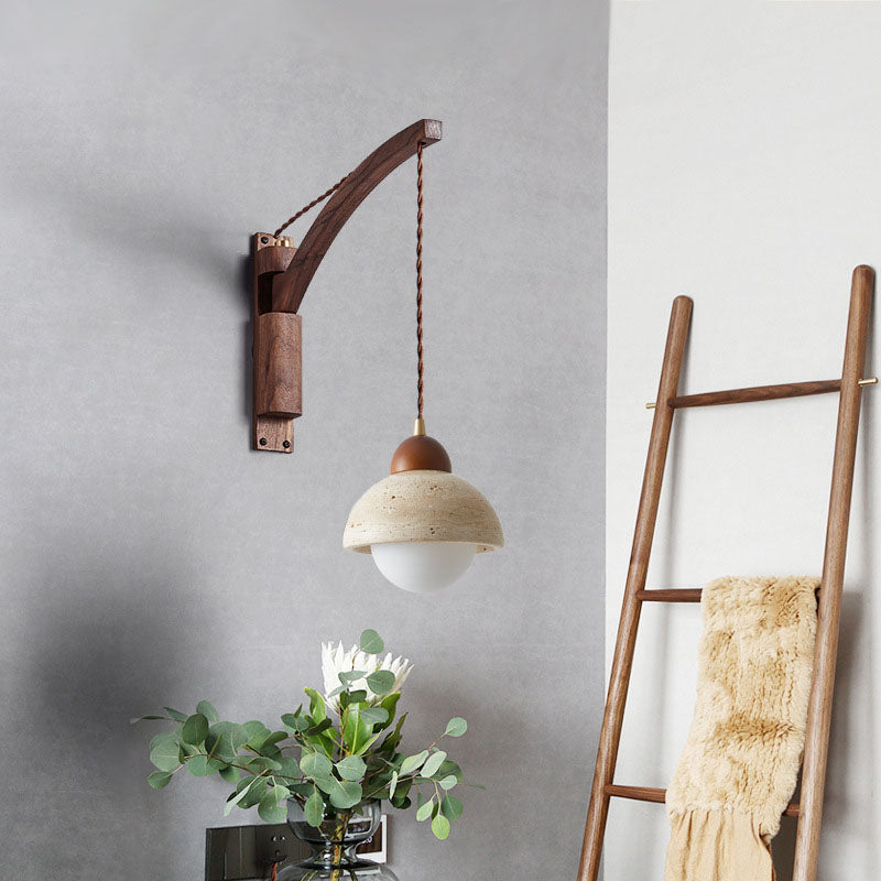 Premium Wabi-Sabi Solid Wood & Glass Wall Sconce Lamp