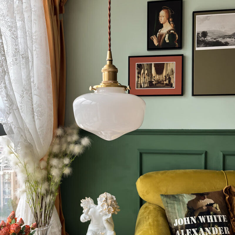 Brass and Glass Nordic Vintage Pendant Light - 1-Light