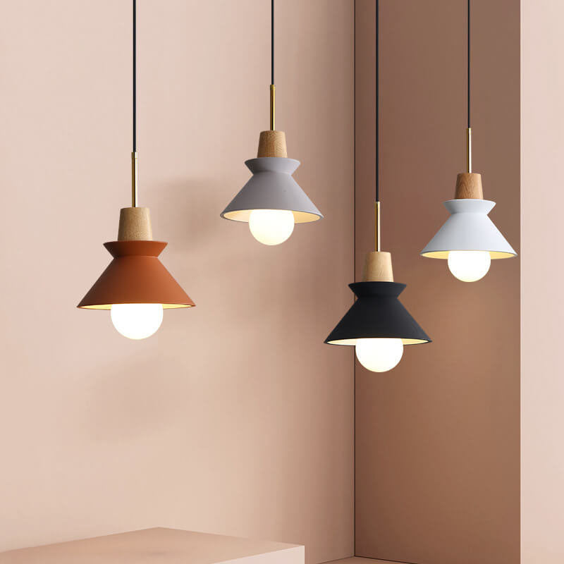 Nordic Minimalist Macaron Wood and Cement Pendant Light - 1 Light