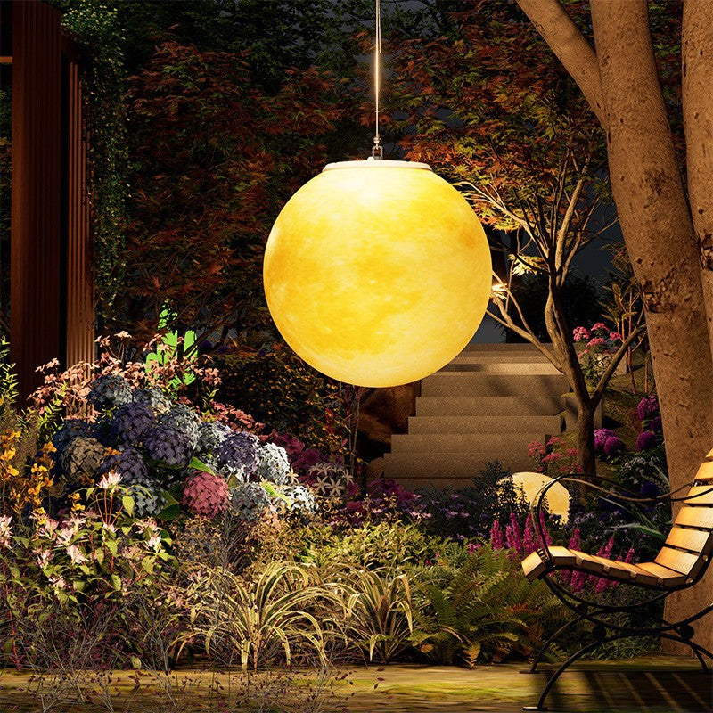 Modern Nordic Solar Waterproof Round Moon LED Pendant Light