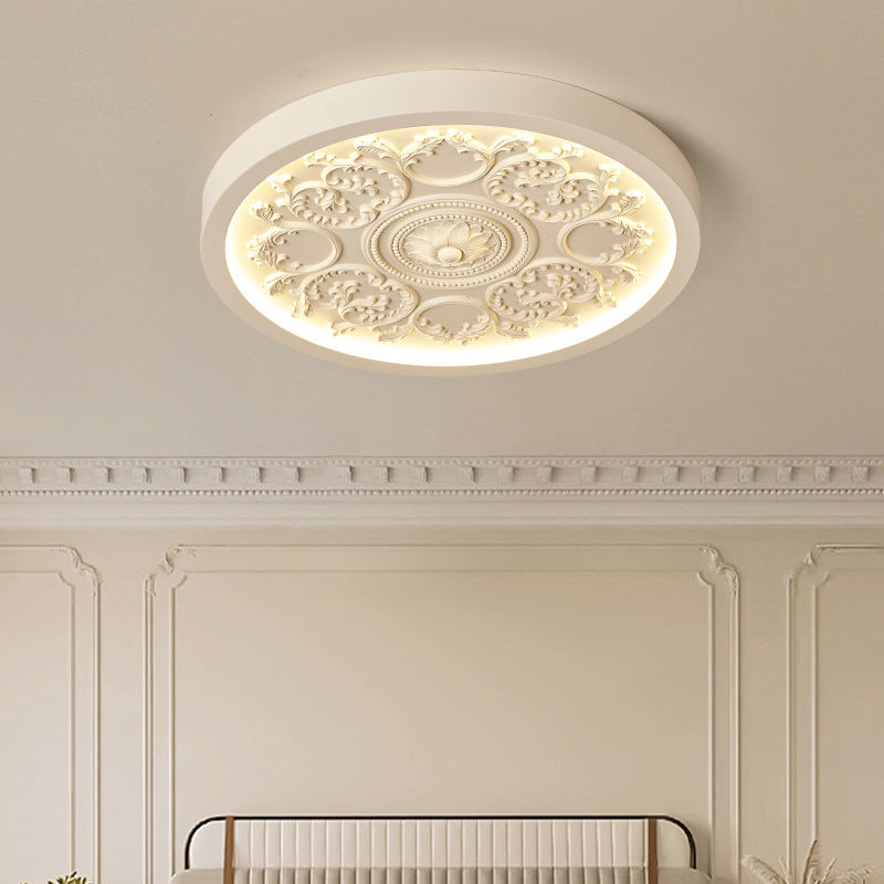 Contemporary Carved Iron and Acrylic LED Flush Mount