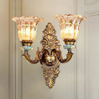 Elegant European Glass Flower Wall Sconce Lamp