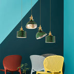 Nordic Vintage Green Brass Glass Island Chandelier - 1, 2, or 3 Lights