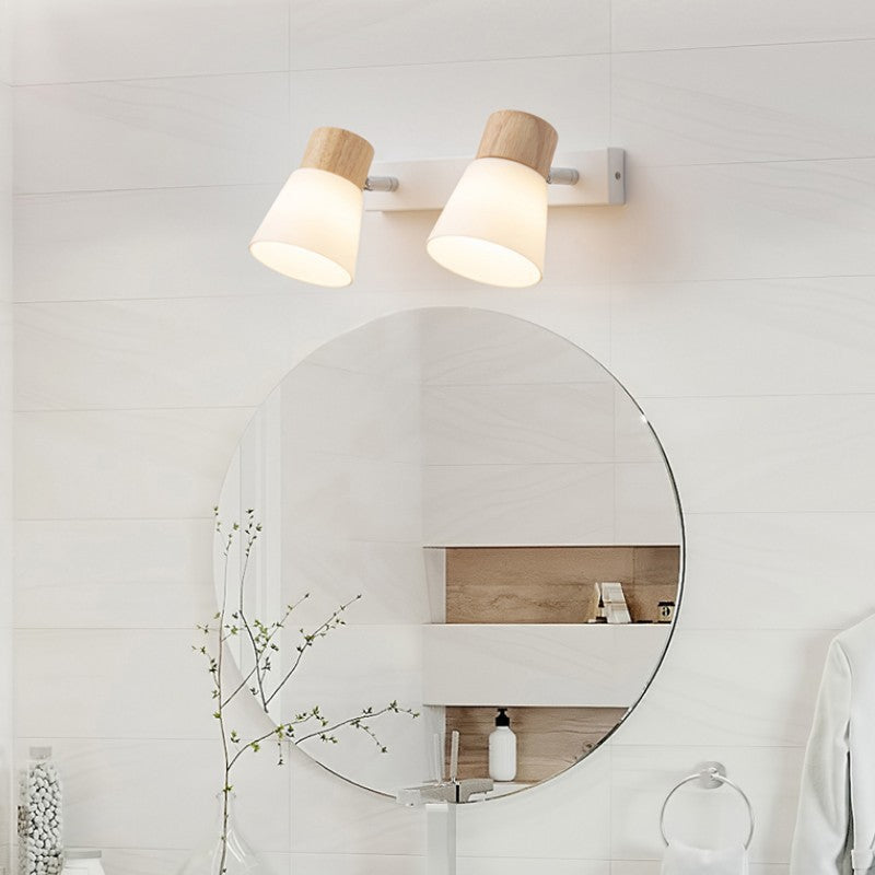 Minimalist Rubber Wood & Iron Wall Sconce