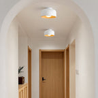 Premium Minimalist Wood Grain Iron 1-Light Semi-Flush Mount Ceiling Fixture