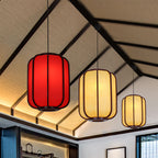 Contemporary Wooden Lantern Pendant Light with Faux Sheepskin - 1-Light