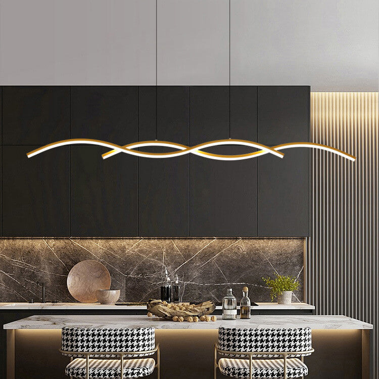 Nordic Minimalist LED Chandelier with Long Wave Design