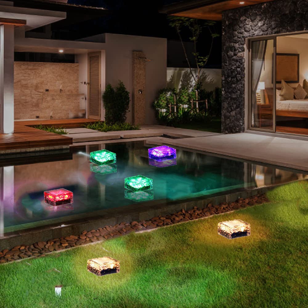 Premium Solar LED Ice Brick Outdoor Light - Modern ABS