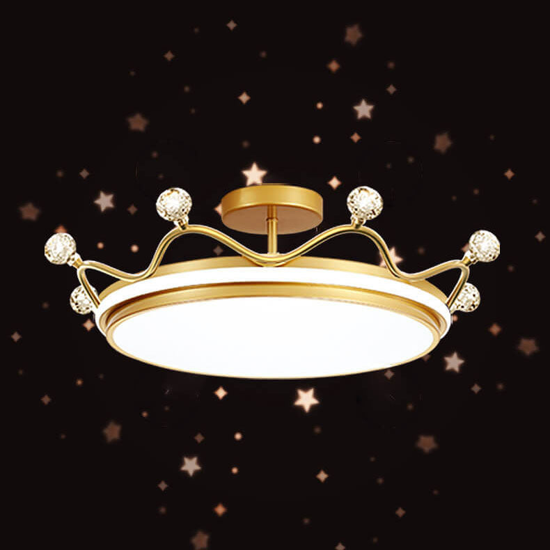 Kids Crown LED Semi-Flush Ceiling Light