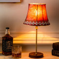Velvet Copper Wood Drum Table Lamp - 1-Light Design for Living Room