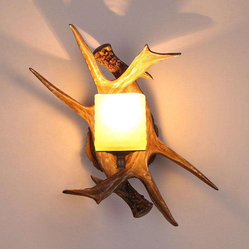 Retro Antler Glass Wall Sconce