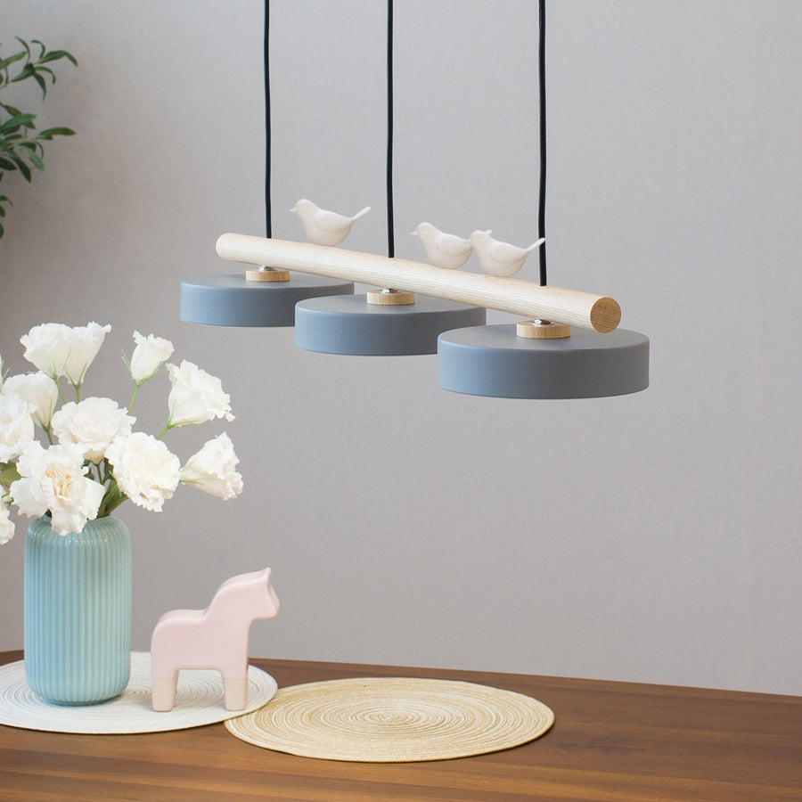 Resin Bird LED Wood Chandelier