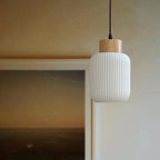 White Ceramic Cylindrical Pendant Light - Nordic Japanese Design