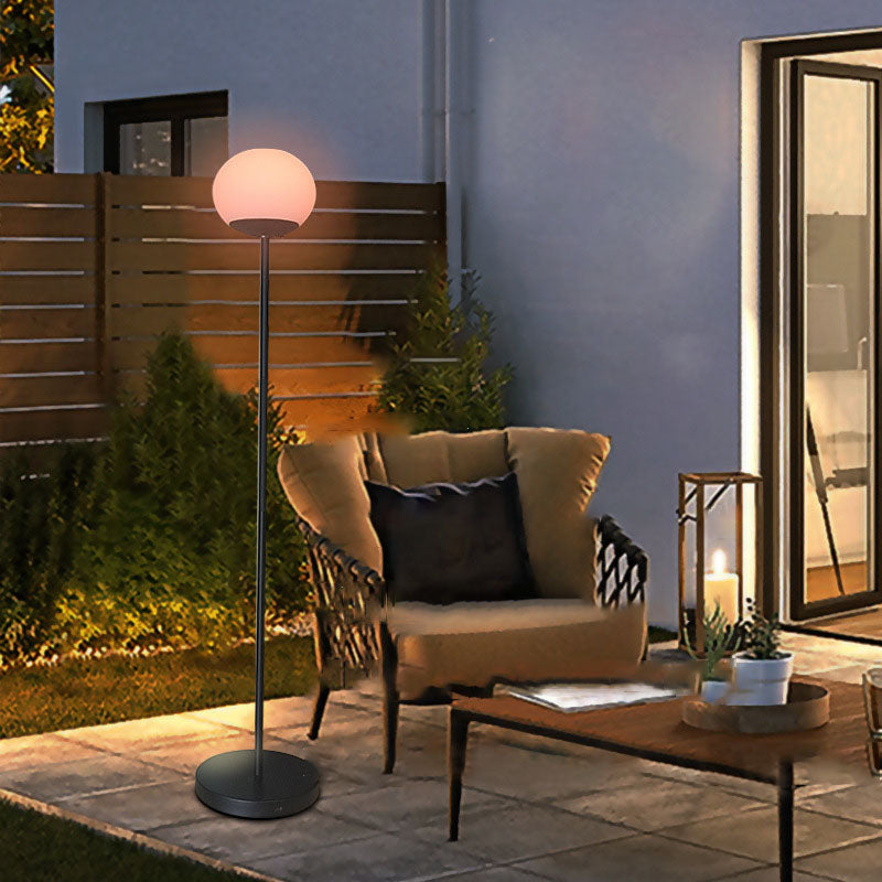 Modern Minimalist Solar LED Outdoor Floor Lamp - Wrought Iron Oval Design