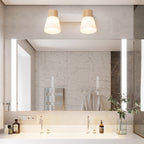 Minimalist Rubber Wood & Iron Wall Sconce