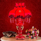 Red Fabric Tassel Table Lamp - European Design, 1-Light