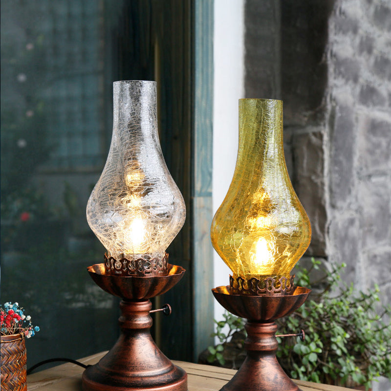 Vintage Iron and Glass Candelabra Table Lamp - 1-Light Design for Bedroom