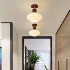 Nordic Striped Glass Oval Semi-Flush Mount Ceiling Light