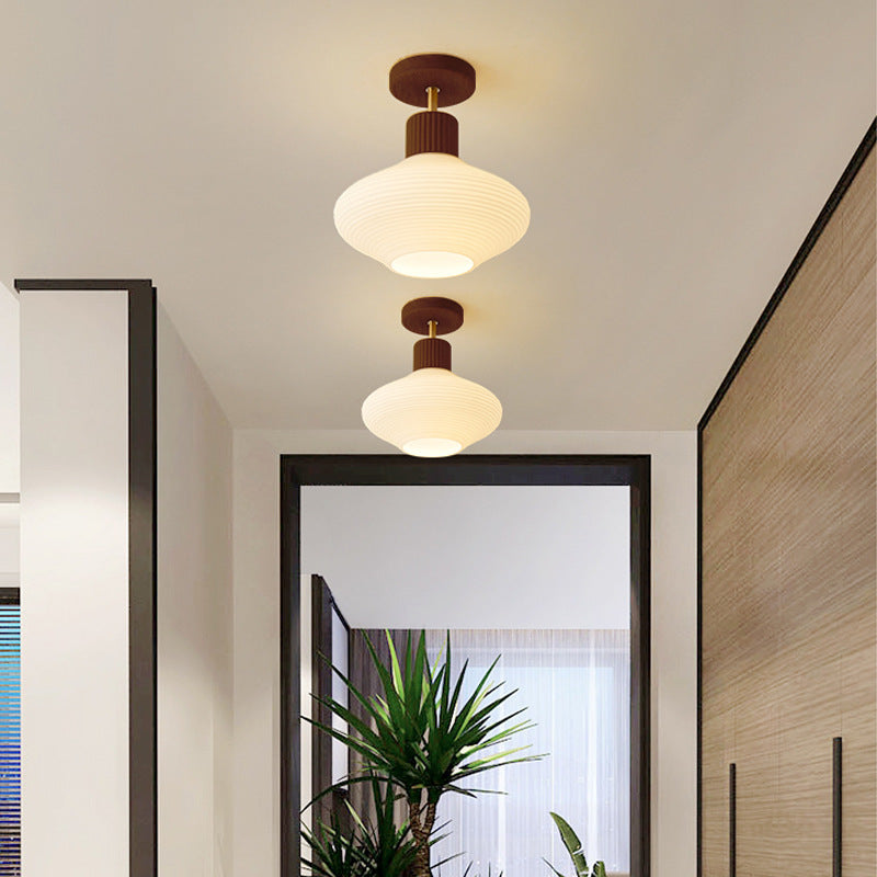 Nordic Striped Glass Oval Semi-Flush Mount Ceiling Light