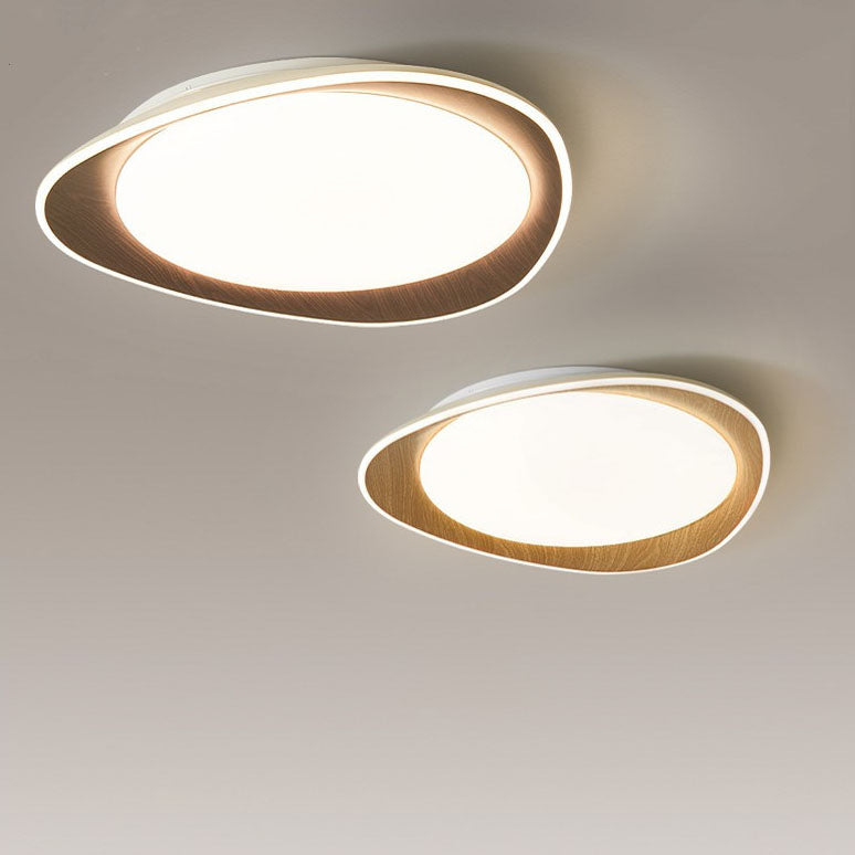 Contemporary Wood Grain Pebble LED Flush Mount Ceiling