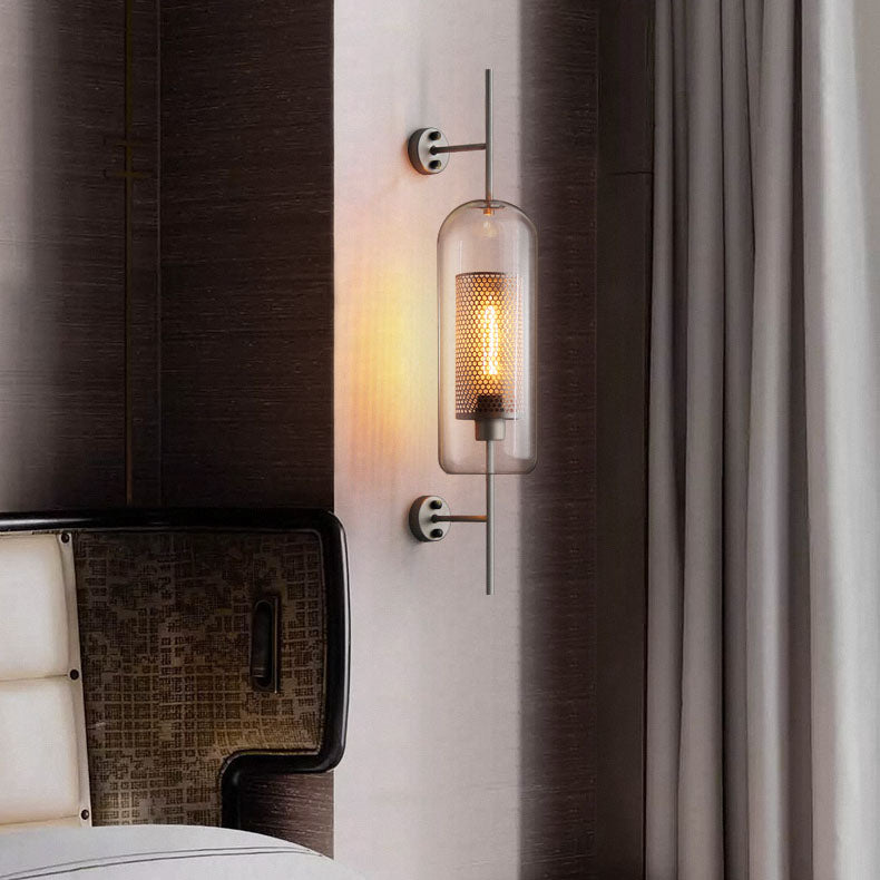 Industrial Cylinder Glass Wall Sconce