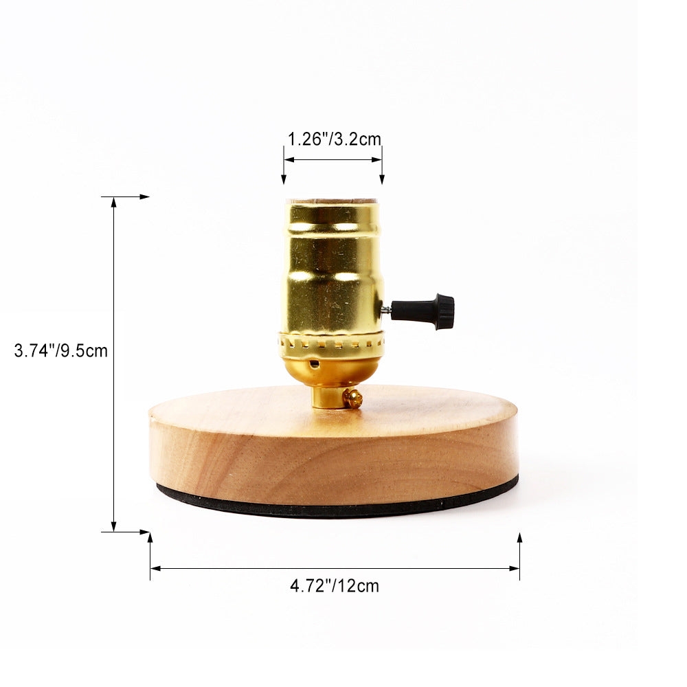 Vintage Glass Table Lamp with Solid Wood Base - 1-Light Design for Bedroom