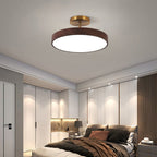 Minimalist Japanese Wood Grain Round LED Semi-Flush Mount