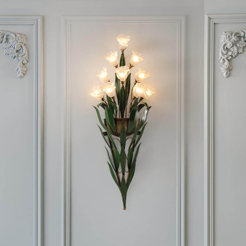 Contemporary Minimalist Glass Flower Wall Sconce