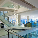 Luxury LED Chandelier with Crystal Orb Shade for Modern Staircases