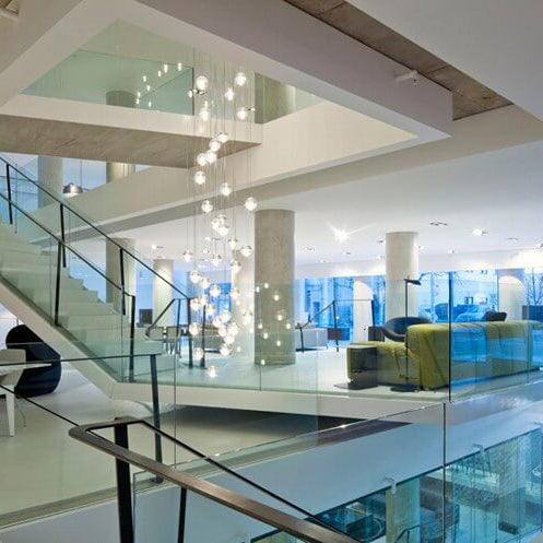 Luxury LED Chandelier with Crystal Orb Shade for Modern Staircases