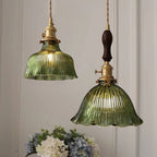 Copper & Walnut Glass Pendant Light