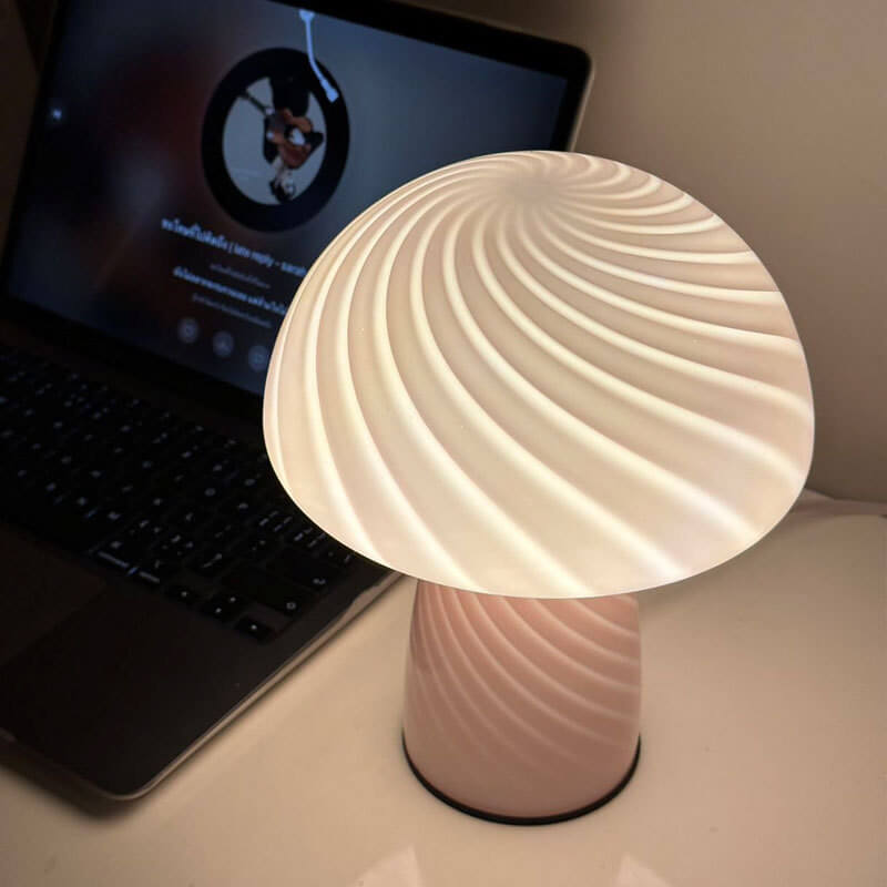 Contemporary Minimalist Glass Mushroom Table Lamp - 1 Light