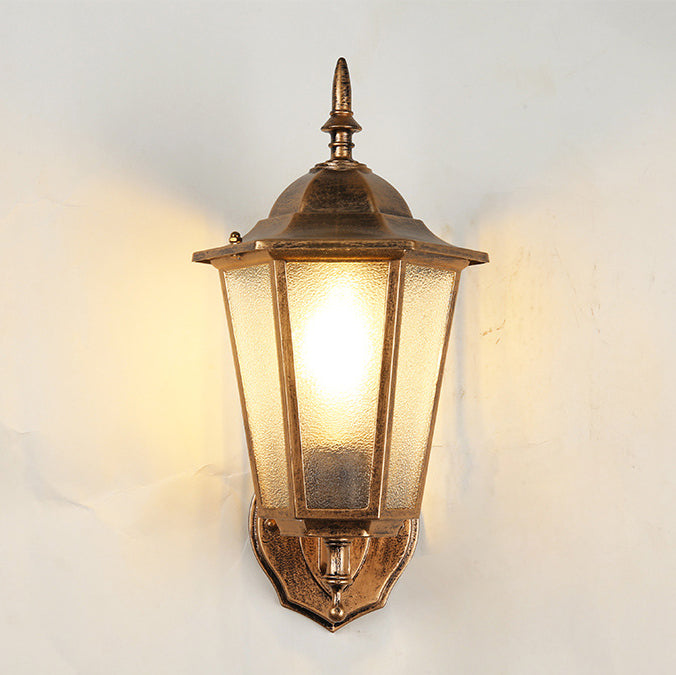 Modern Hexagonal Aluminum Outdoor Wall Sconce with Frosted