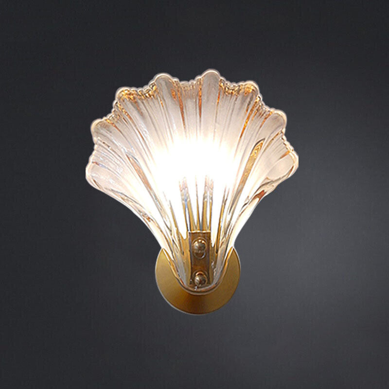 Art Deco Shell Amber Glass Sconce