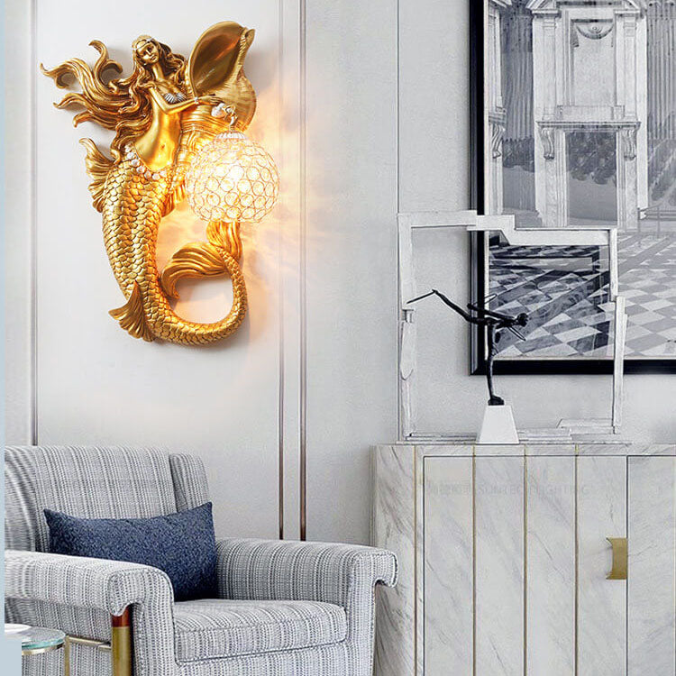 Mermaid Resin Crystal Wall Sconce