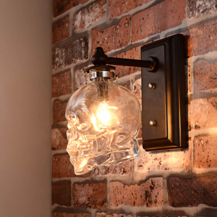 Modern Round Skull Glass Wall Sconce Lamp
