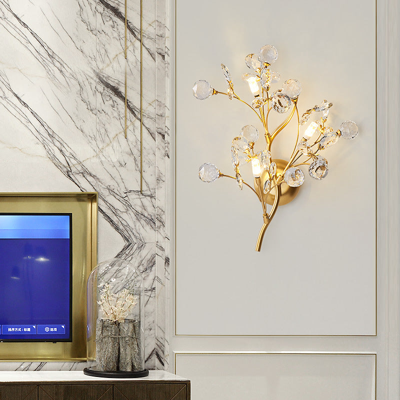 Crystal Floral Iron 3-Light Sconce