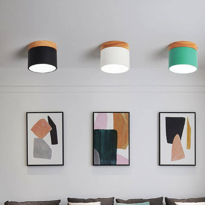 Scandinavian Solid Color Log LED Flush Mount Ceiling Light