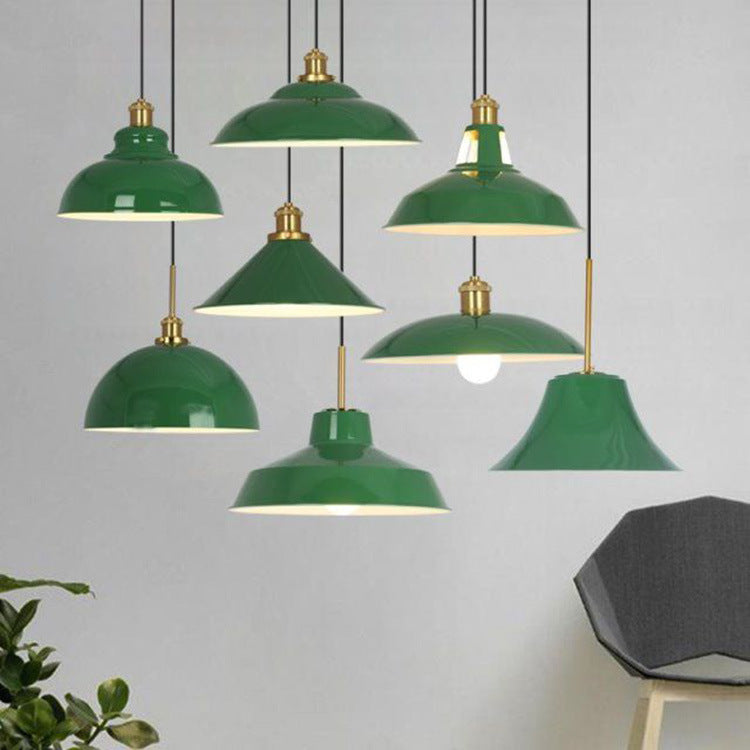 Vintage Green Iron Cone Pendant Light