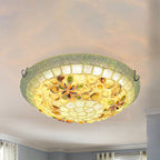 Tiffany Mosaic Shells 1-Light Flush Mount Ceiling Light